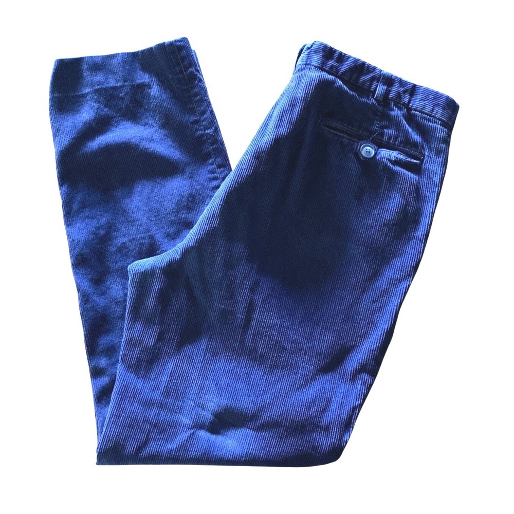 VTG Woolrich Men's Navy‎ Corduroy Pants 34x29 Pleated Baggy Loose